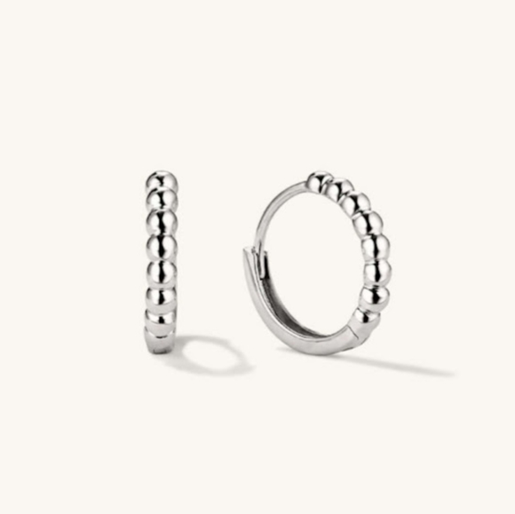 Mejuri Jewelry - NWOT Mejuri Beaded Huggie Hoops in 14K White Gold